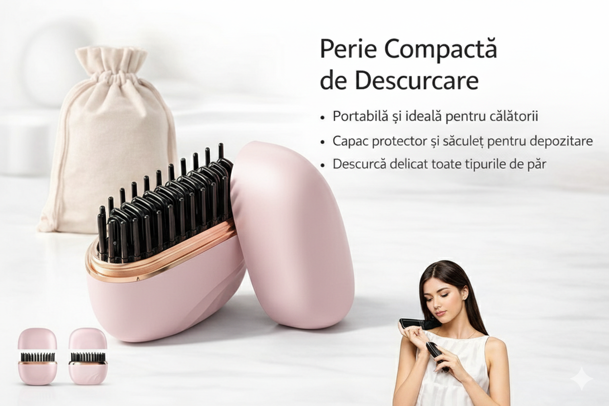 Perie Compactă pentru Descurcarea Părului cu Husă de Protecție