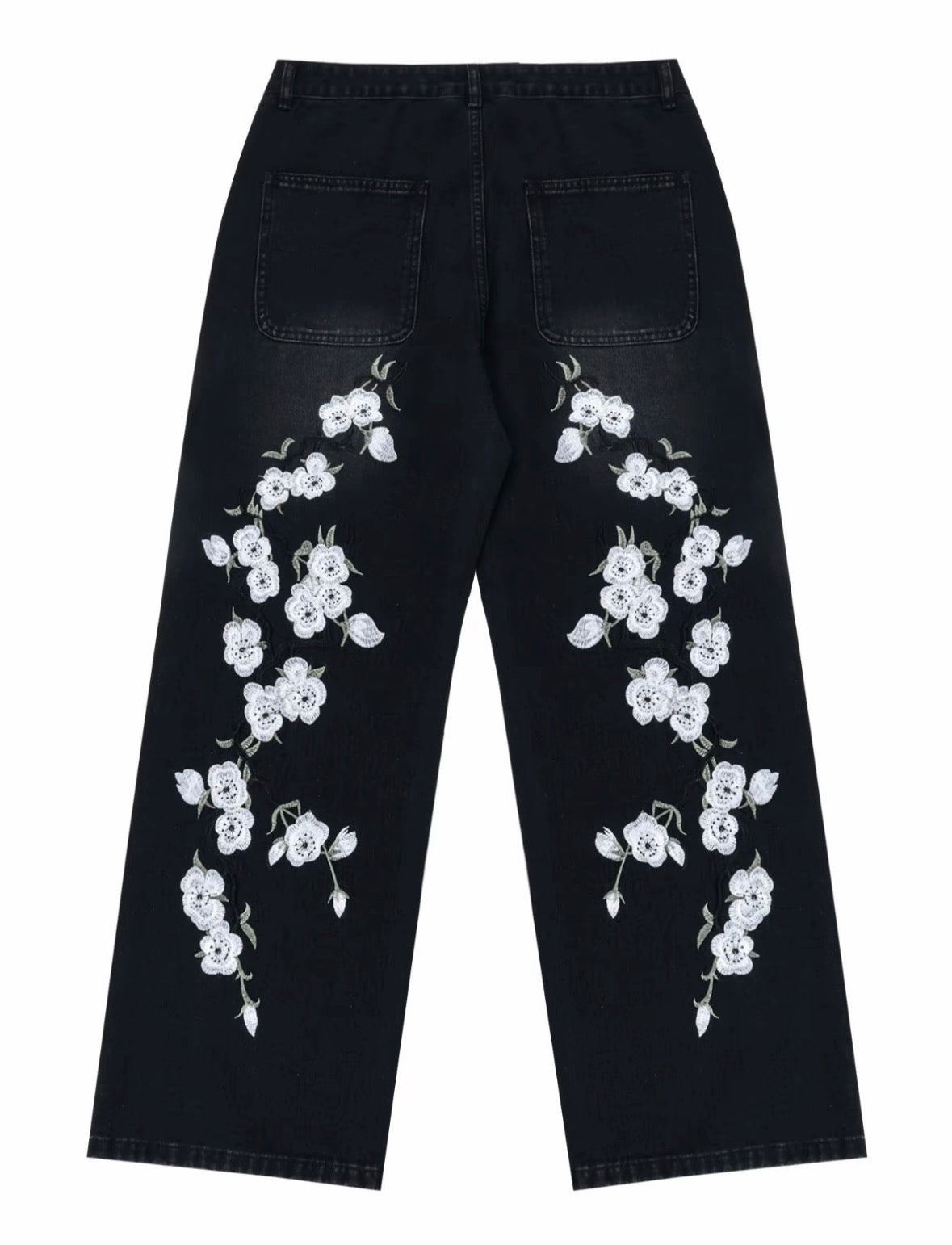 Jeans ricamo floreale